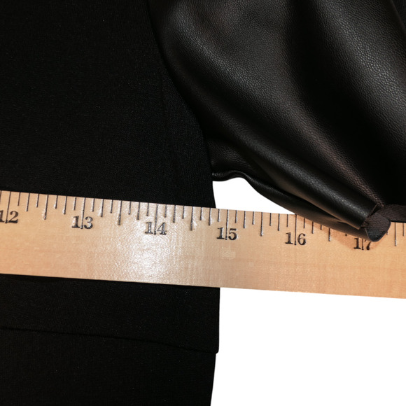 Michael Kors Jumpsuit Womens XS Black Wide Leg Leather Look Sleeves Pockets - Picture 10 of 14